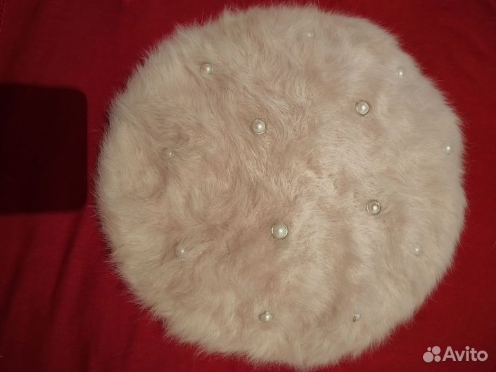 Берет новый женский с шарфом, кролик, 56 р