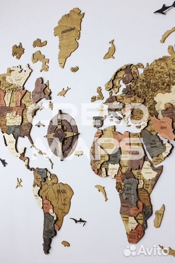 Деревянная карта мира(настенный декор)