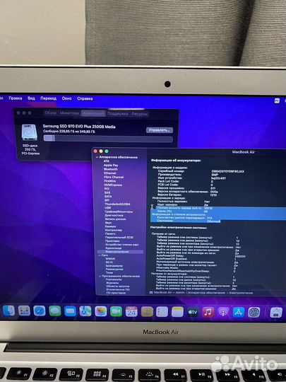 Apple MacBook Air 13 i5/ssd 256/4 новая батарейка