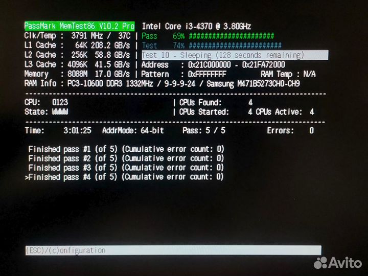 DDR3 для ноутбука 4Gb Samsung 1333MHz PC3-10600S