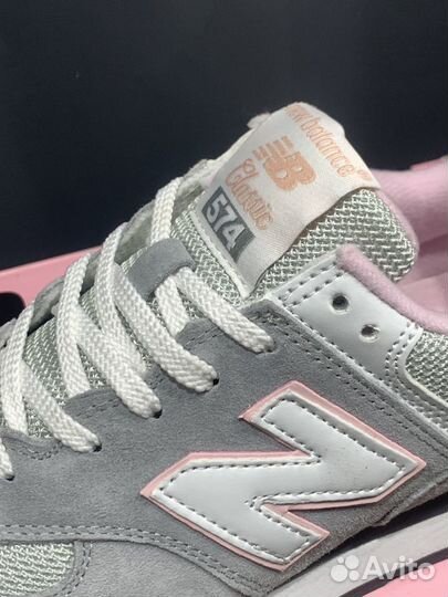 New Balance 574 grey pink Женские кроссовки