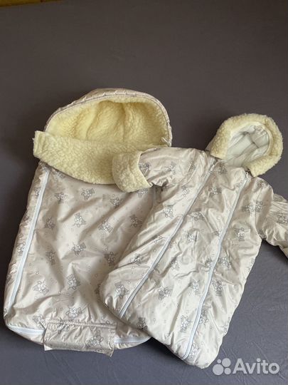 Зимний конверт в коляску на овчине