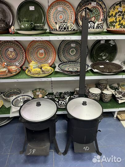 Казаны чугунные Премиум + Печь с трубой + Шумовка