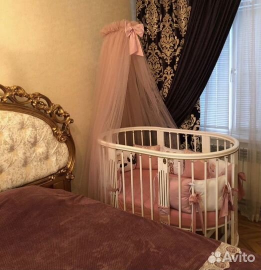 Детская кроватка трансформер круглая