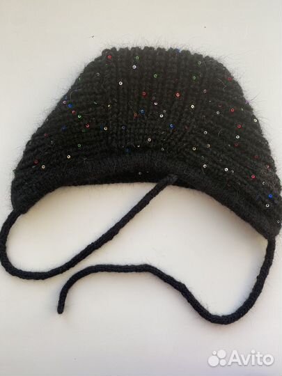 Чепчик с пайетками из пуха норки