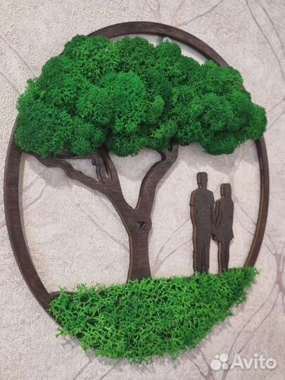 Панно декор картина подарок стена из мха Парочка