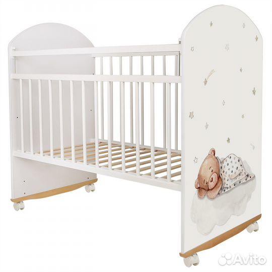 Кровать детская Indigo Мишка колесо-качалка