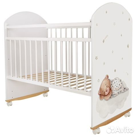 Кровать детская Indigo Мишка колесо-качалка