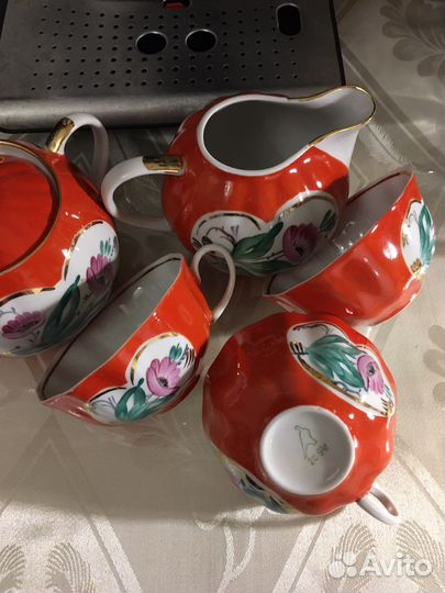 3 чашки Дулево,сахарница