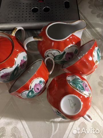 3 чашки Дулево,сахарница