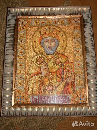 Икона бисером Николай Чудотворец