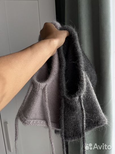 Капор капюшон вязаный из пуха норки