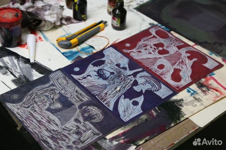 Обучение линогравюре, печатным техникам