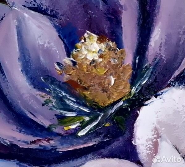Картина маслом цветы букет абстрактные 30Х30см