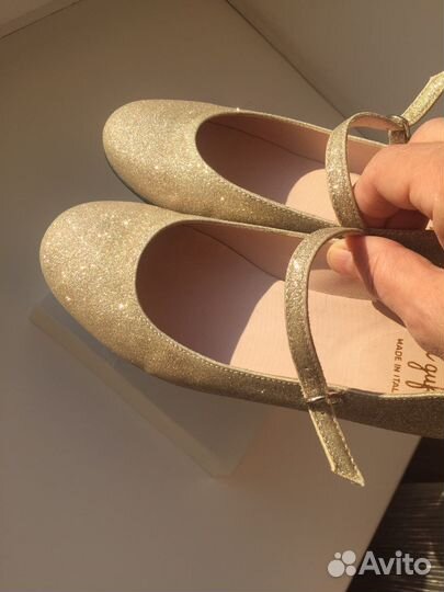 Туфли Балетки золотые 33