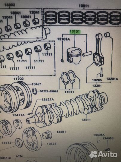 Toyota land cruiser 80 поршень 1HZ