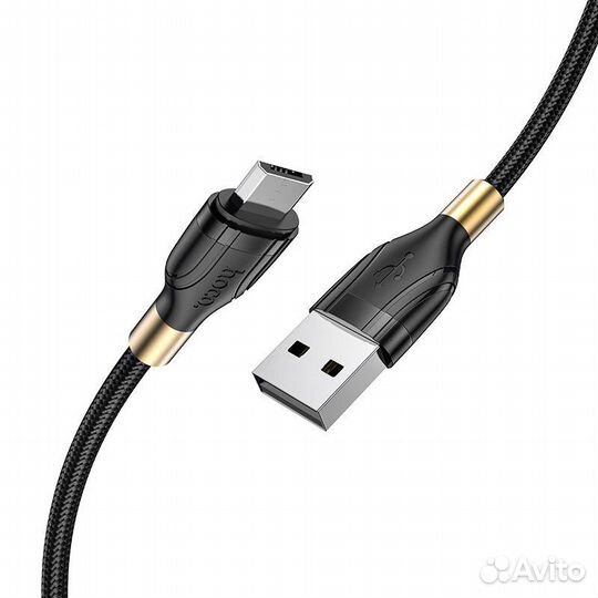 Кабель hoco U92 microusb 2.4A 1,2m (Black/Gold)