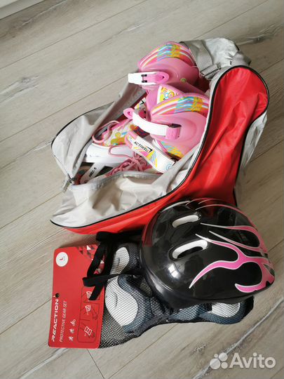 Ролики раздвижные+сумка+защита+шлем. Комплектом