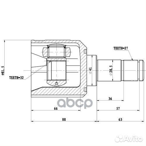 Шрус mitsubishi lancer X/ASX/grandis 1.6-2.4 03