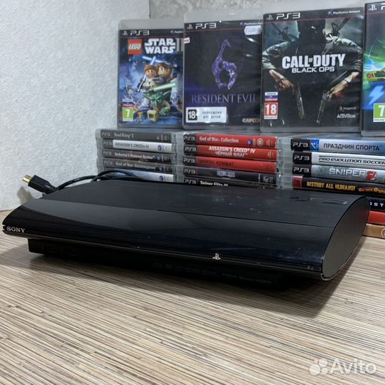 PlayStation 3 Super Slim 500Gb + 55Игр + 2Геймпада