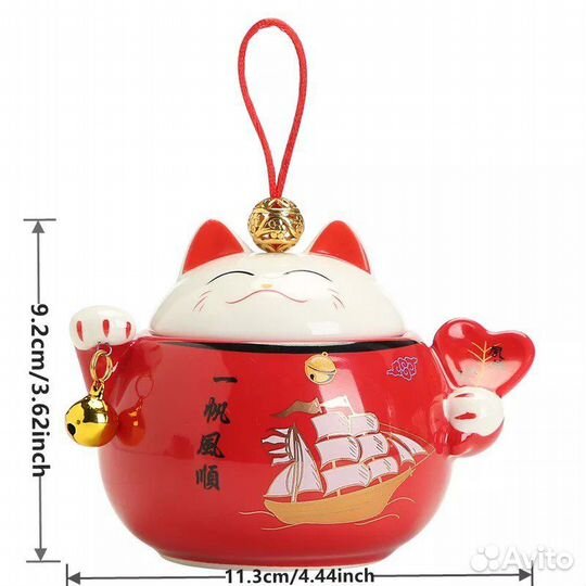 Манеки неко японский кот, шкатулка-сувенир подарок