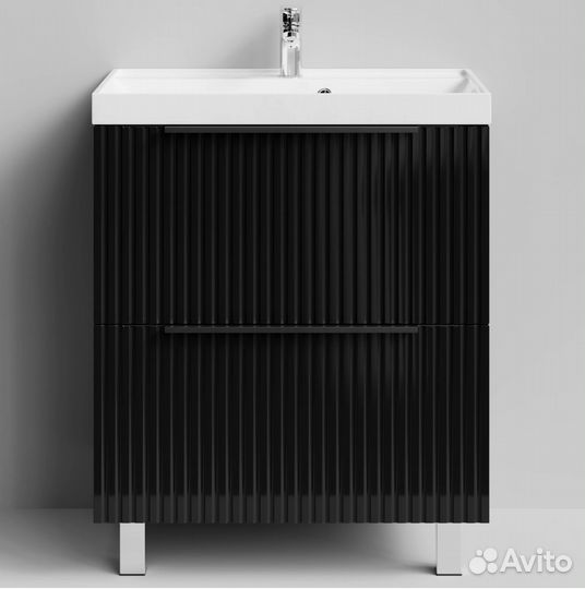 Тумба с раковиной Дольчи 70см напольный, черный