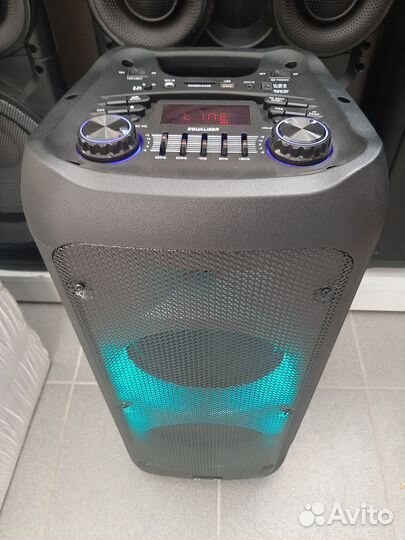 Большая мощная блютуз колонка + 2 микрофона