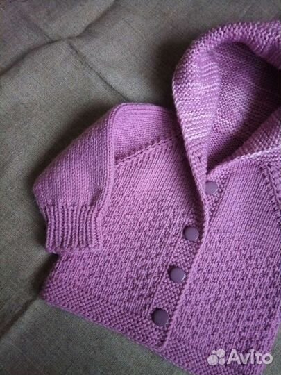 Вязанная кофта с капюшоном детская