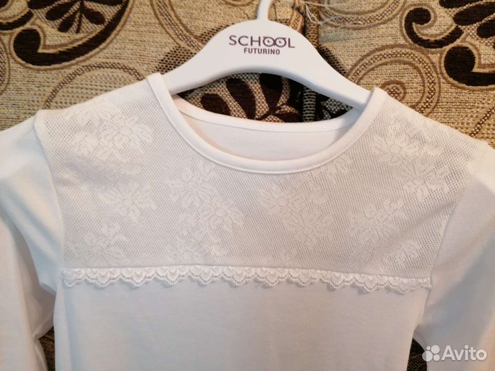 Рубашка белая для девочки 128