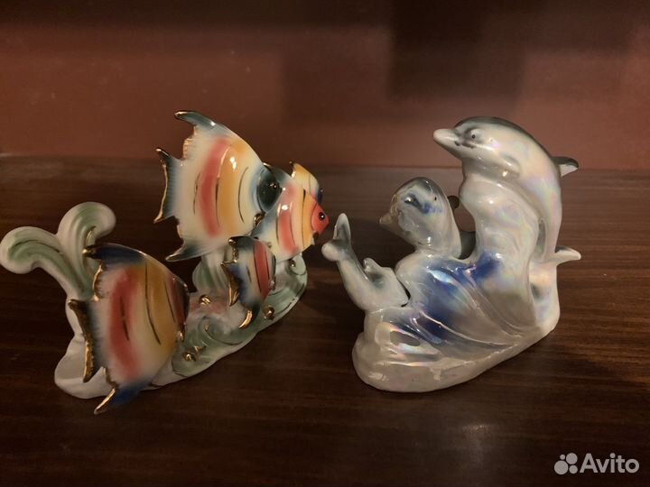 Статуэтки рыбки и дельфины
