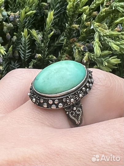 Серебряное кольцо, нат. Бирюза, антик