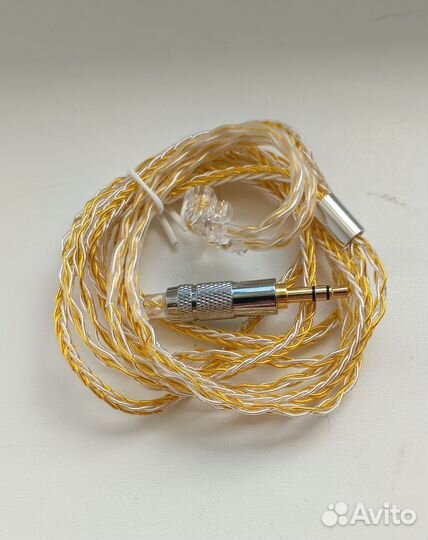 Кабель провод pin C Silver Gold для наушников нов