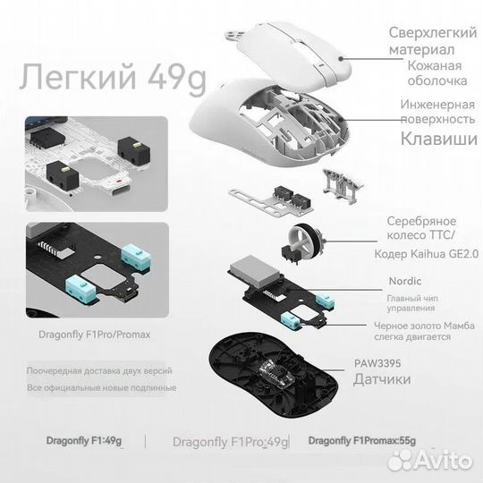 VGN Игровая мышь беспроводная Dragonfly F1 PRO, бе