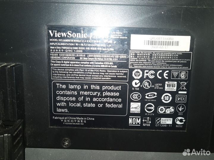 Монитор Viewsonic 20 дюймов