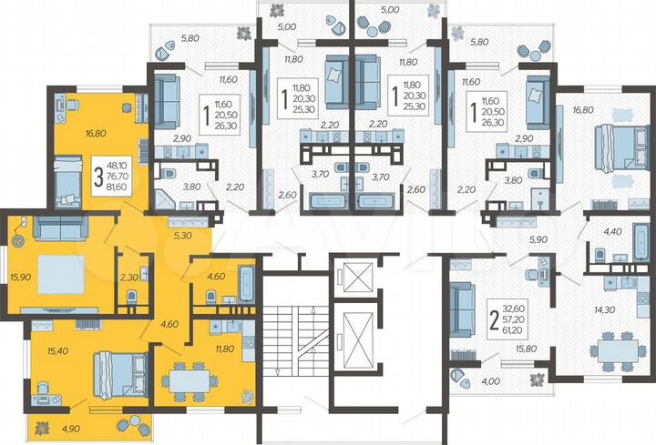 3-к. квартира, 81,6 м², 2/10 эт.