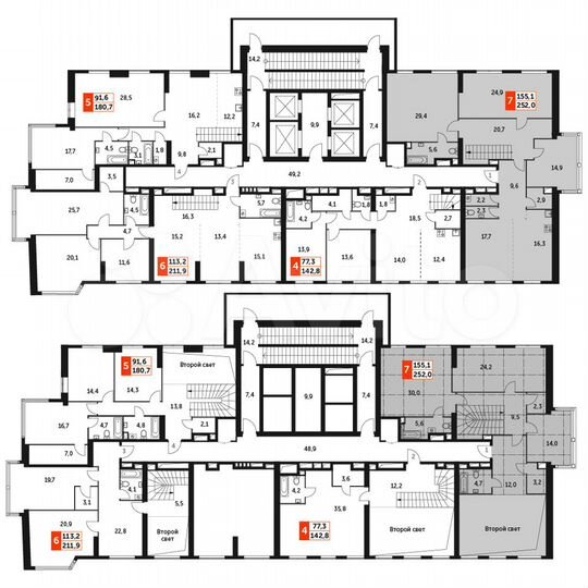 7-к. квартира, 252 м², 46/47 эт.