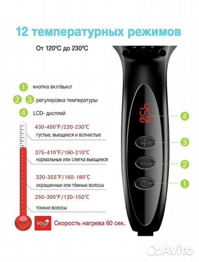 Расческа-выпрямитель для волос с LED-дисплеем