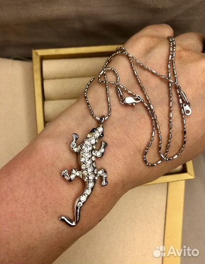 Ювелирная бижутерия ящерка родирование кристаллы