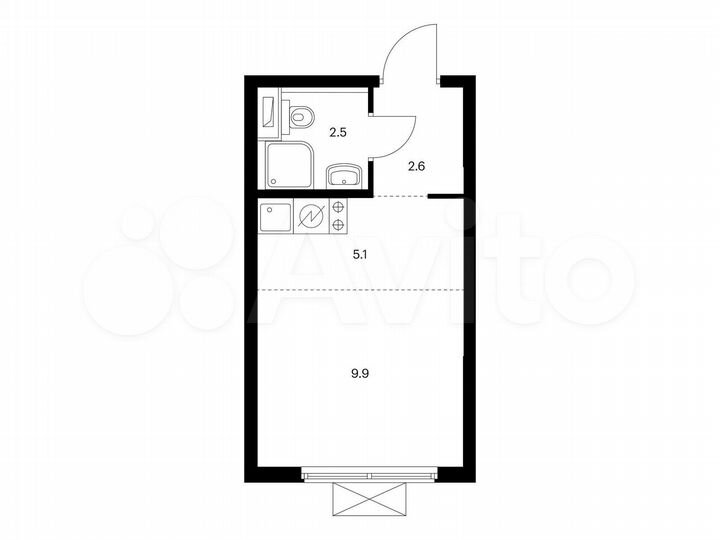 Квартира-студия, 20,1 м², 13/19 эт.