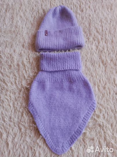 Комплект шапка+ манишка(пух норки)