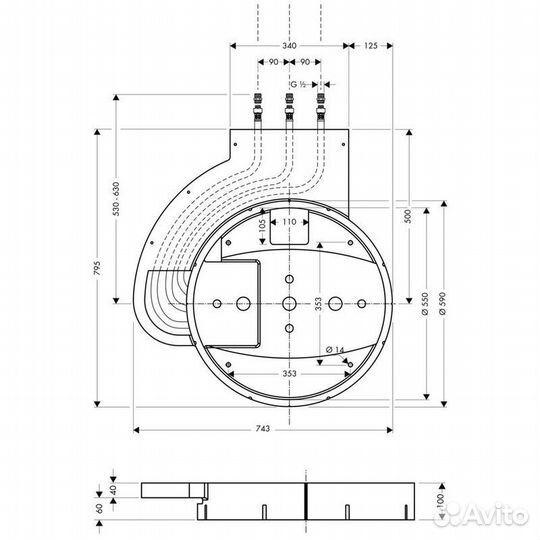 Скрытая часть Hansgrohe HG Raindance Rainfall (284