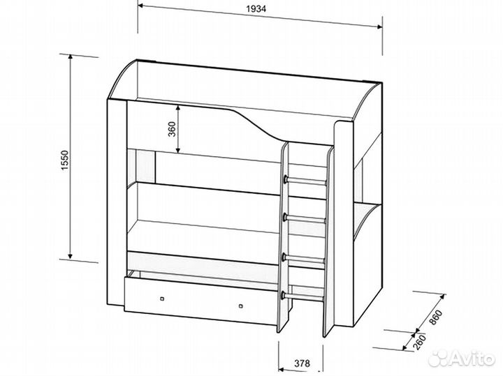 Двухъярусная кровать Астра 2 в наличии