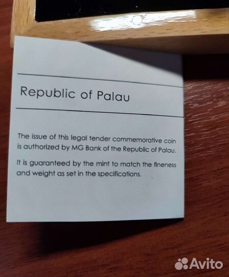 Монета серебро. Палау