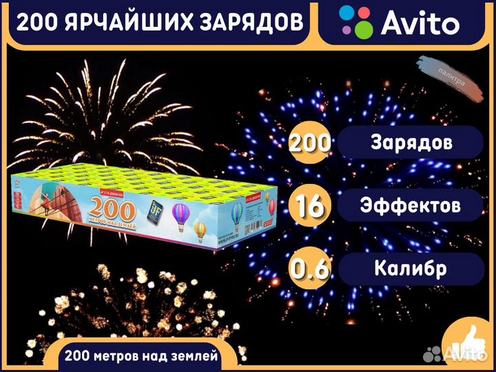 Супер салют на 200 зарядов фейерверк на праздники