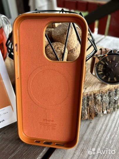 Рыжий чехол iPhone 14 Pro Кожа