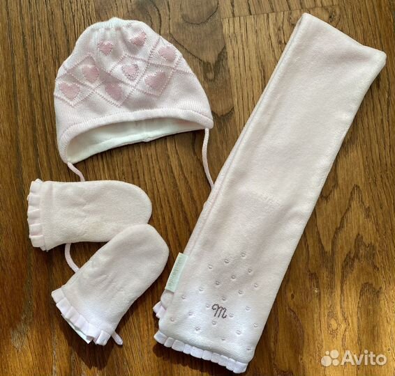 Комплект шапка, шарф, варежки