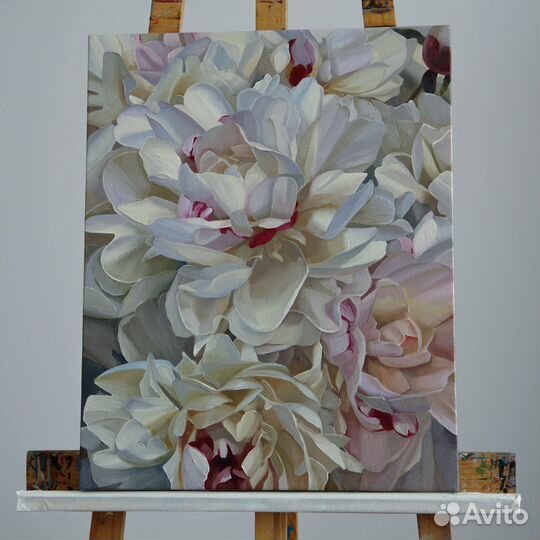 Картина на заказ маслом на холсте Пионы