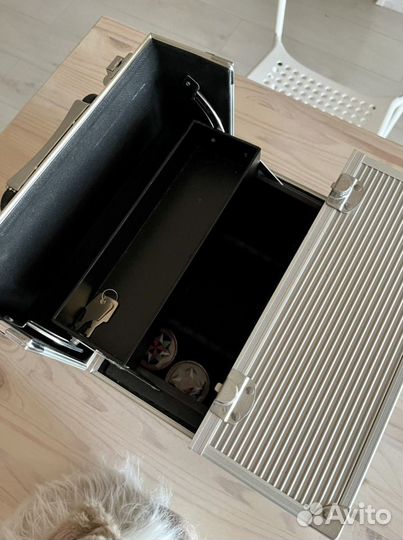 Бокс кейс визажиста для косметики серебристый