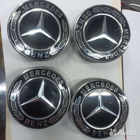 Заглушка диска Mercedes - звезда черная 66,8 мм