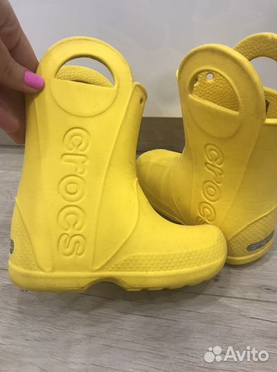 Резиновые сапоги crocs c9,утепленые резиновые